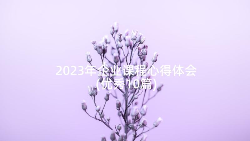 2023年企业课程心得体会(优秀10篇)