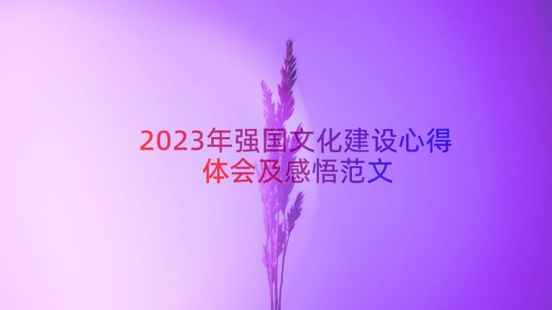 2023年强国文化建设心得体会及感悟范文（16篇）