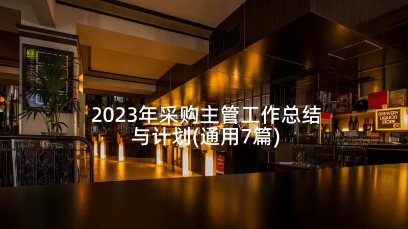 2023年采购主管工作总结与计划(通用7篇)