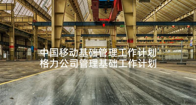 中国移动基础管理工作计划 格力公司管理基础工作计划共(通用5篇)
