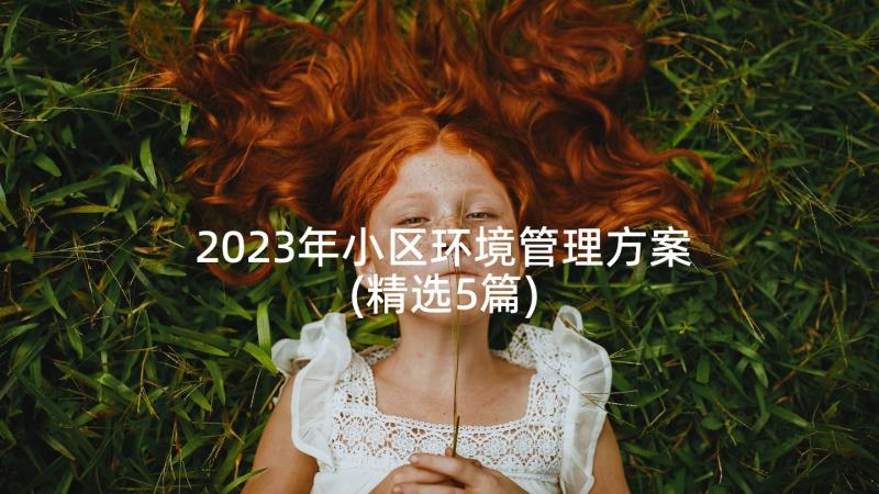2023年小区环境管理方案(精选5篇)