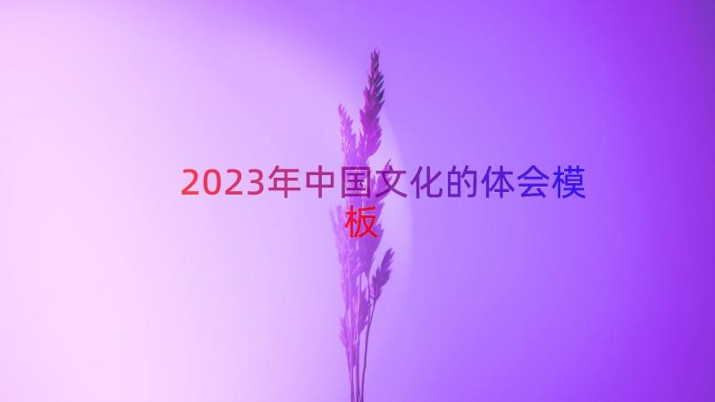 2023年中国文化的体会（模板20篇）