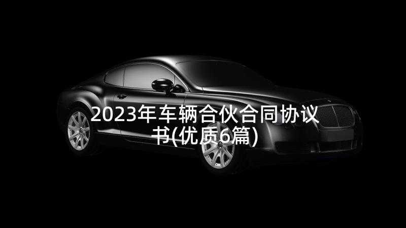2023年车辆合伙合同协议书(优质6篇)