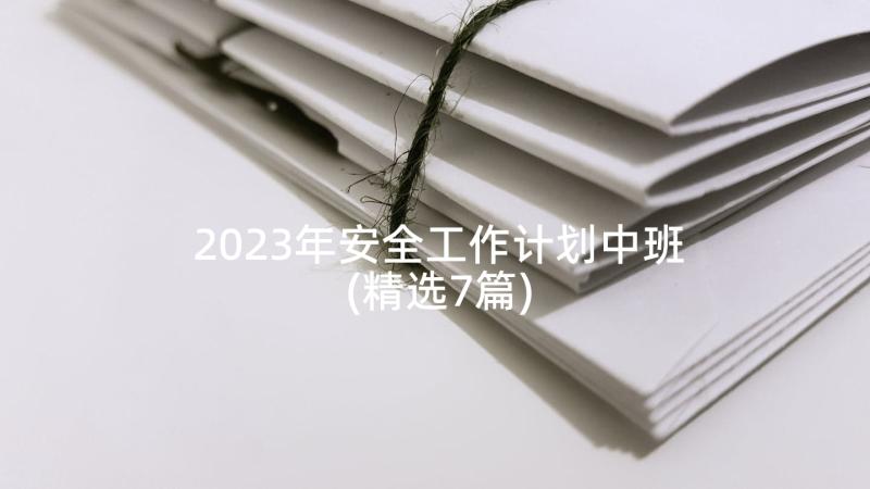 2023年安全工作计划中班(精选7篇)