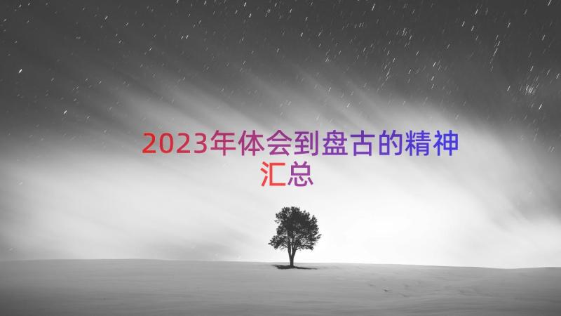 2023年体会到盘古的精神（汇总17篇）