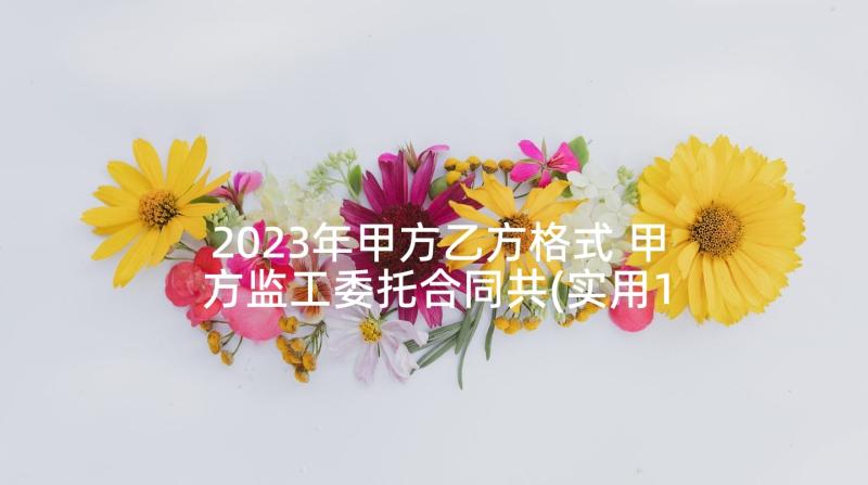 2023年甲方乙方格式 甲方监工委托合同共(实用10篇)