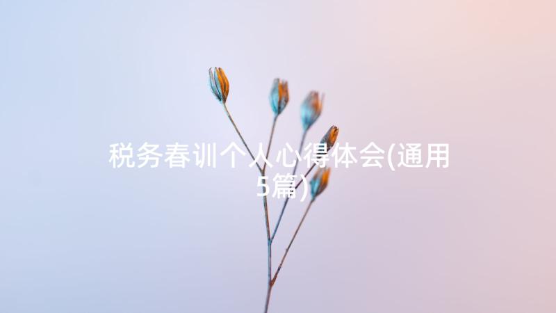 税务春训个人心得体会(通用5篇)