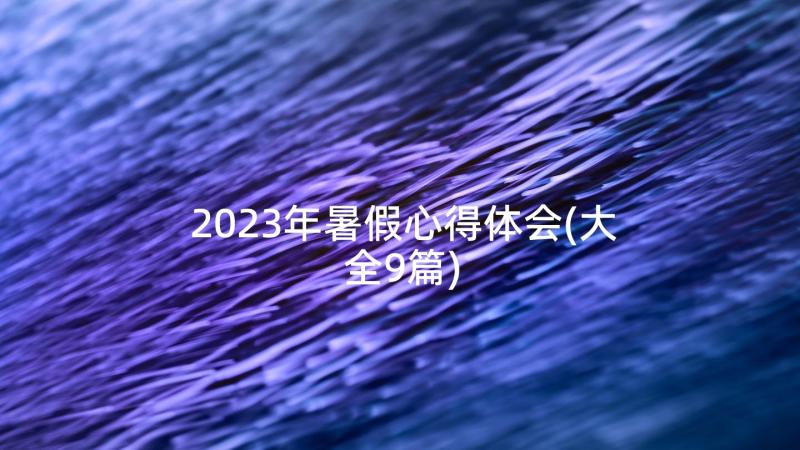 2023年暑假心得体会(大全9篇)