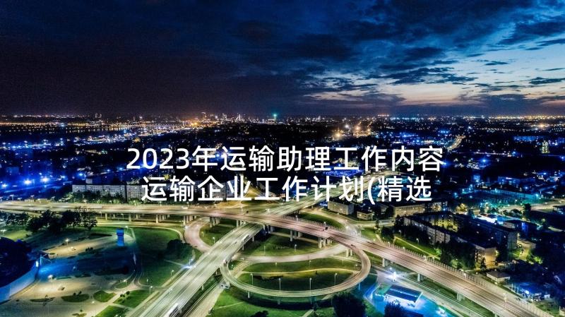 2023年运输助理工作内容 运输企业工作计划(精选8篇)