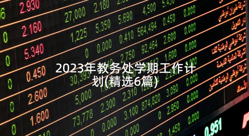 2023年教务处学期工作计划(精选6篇)