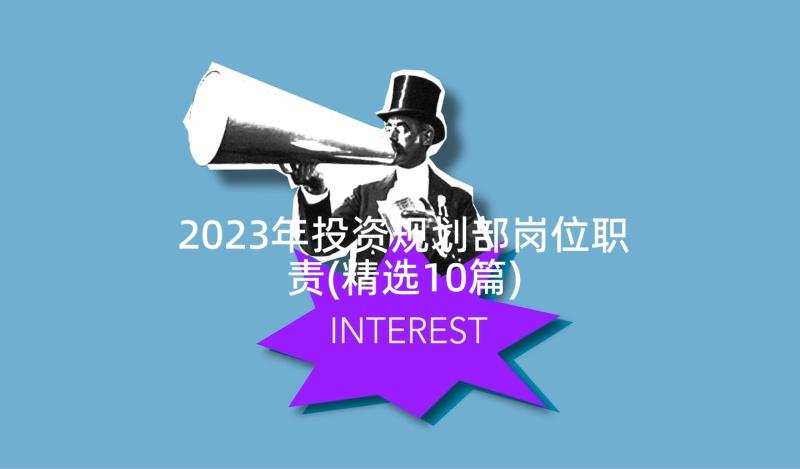 2023年投资规划部岗位职责(精选10篇)