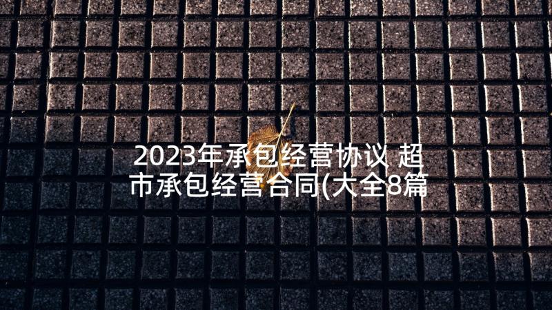 2023年承包经营协议 超市承包经营合同(大全8篇)