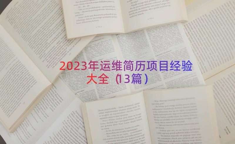 2023年运维简历项目经验大全（13篇）