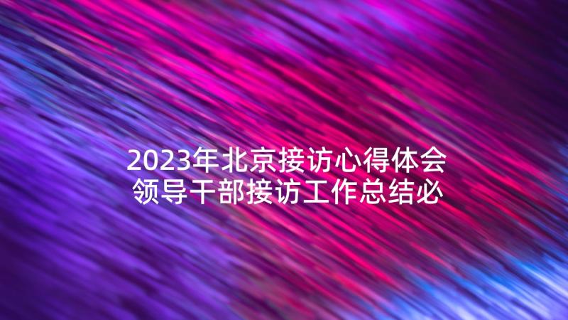 2023年北京接访心得体会 领导干部接访工作总结必备(汇总5篇)