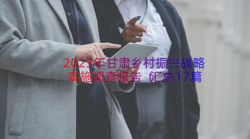 2023年甘肃乡村振兴战略实施调查报告（汇总17篇）