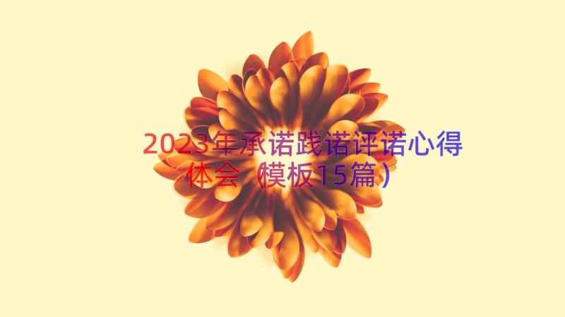 2023年承诺践诺评诺心得体会（模板15篇）