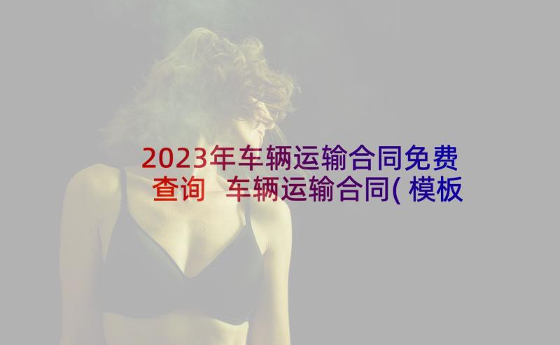 2023年车辆运输合同免费查询 车辆运输合同(模板10篇)