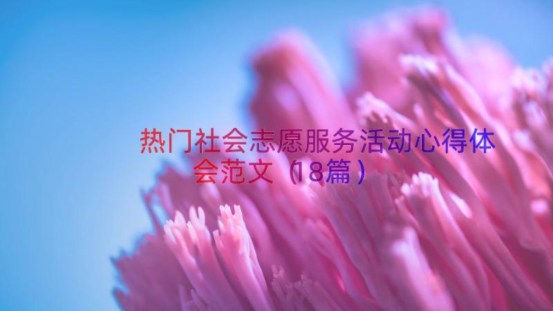 热门社会志愿服务活动心得体会范文（18篇）