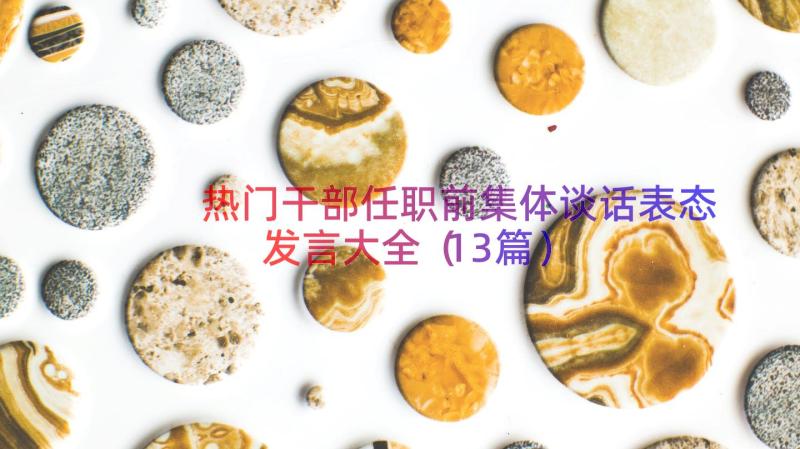 热门干部任职前集体谈话表态发言大全（13篇）