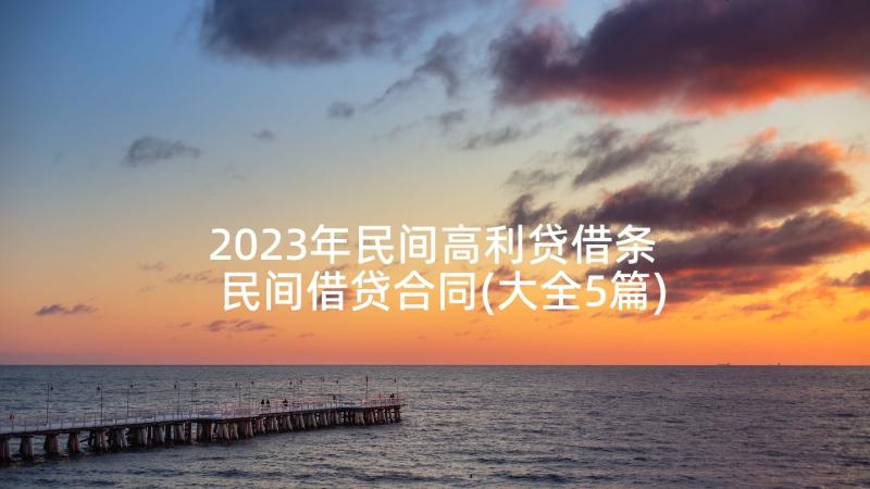 2023年民间高利贷借条 民间借贷合同(大全5篇)