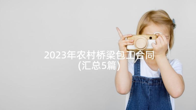 2023年农村桥梁包工合同(汇总5篇)