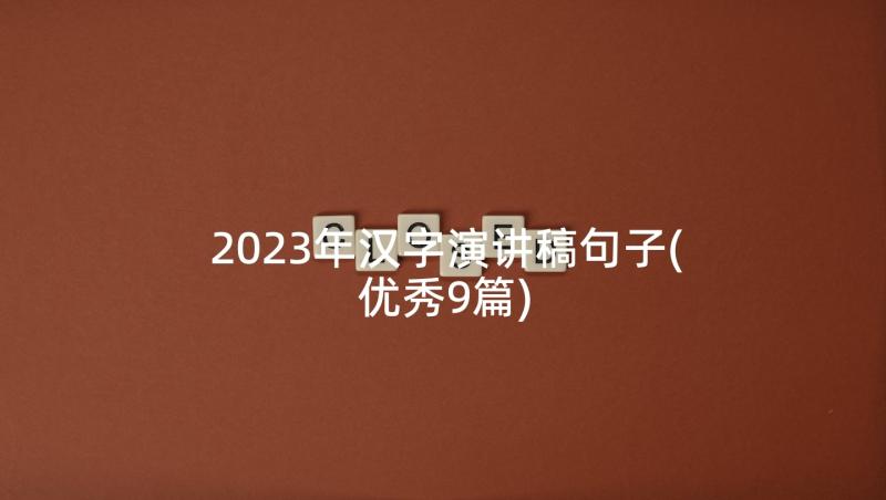 2023年汉字演讲稿句子(优秀9篇)