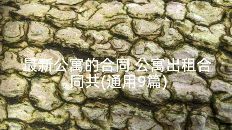 最新公寓的合同 公寓出租合同共(通用9篇)