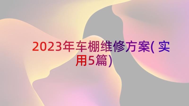 2023年车棚维修方案(实用5篇)