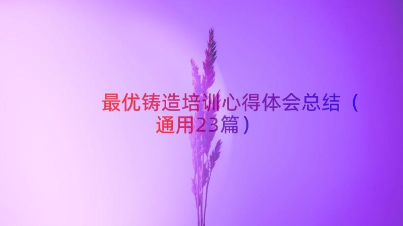 最优铸造培训心得体会总结（通用23篇）