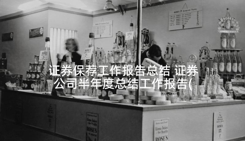 证券保荐工作报告总结 证券公司半年度总结工作报告(实用5篇)