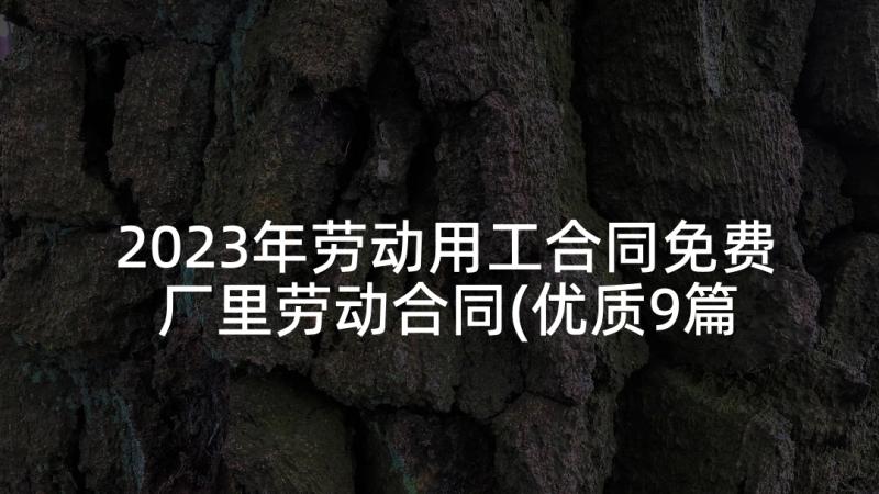 2023年劳动用工合同免费 厂里劳动合同(优质9篇)