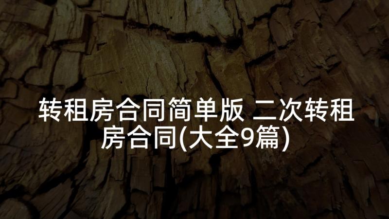 转租房合同简单版 二次转租房合同(大全9篇)