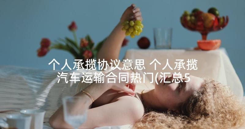 个人承揽协议意思 个人承揽汽车运输合同热门(汇总5篇)