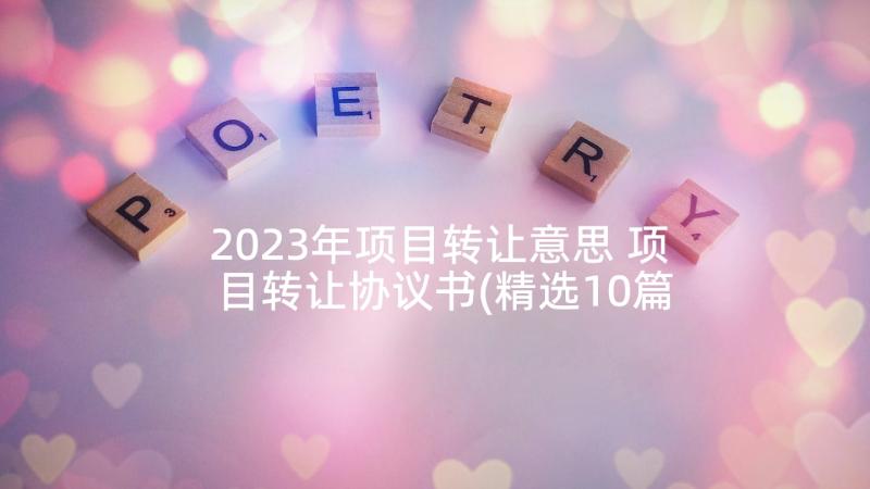 2023年项目转让意思 项目转让协议书(精选10篇)