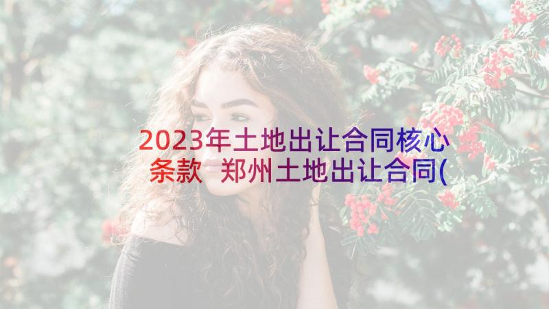 2023年土地出让合同核心条款 郑州土地出让合同(实用7篇)
