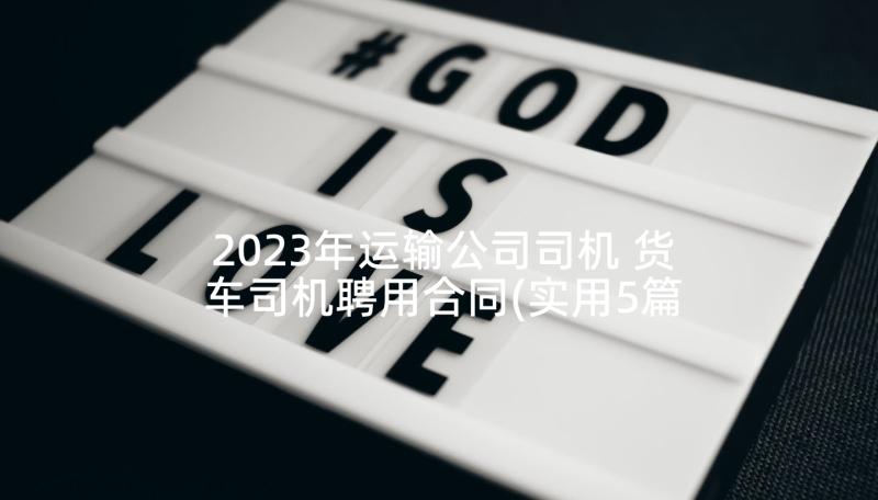 2023年运输公司司机 货车司机聘用合同(实用5篇)