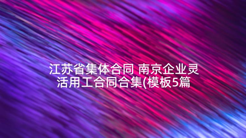 江苏省集体合同 南京企业灵活用工合同合集(模板5篇)