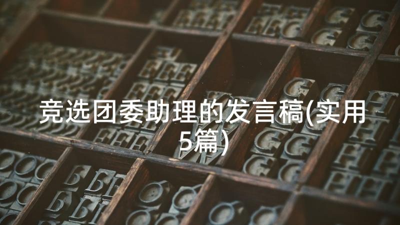 竞选团委助理的发言稿(实用5篇)