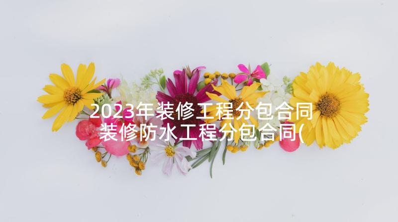 2023年装修工程分包合同 装修防水工程分包合同(大全5篇)