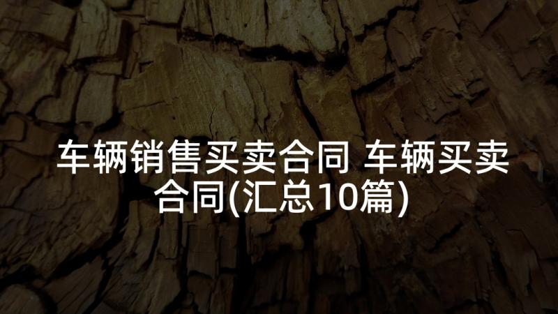 车辆销售买卖合同 车辆买卖合同(汇总10篇)