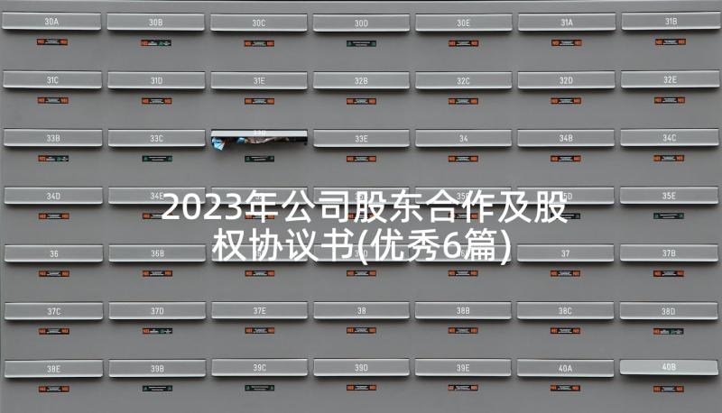 2023年公司股东合作及股权协议书(优秀6篇)