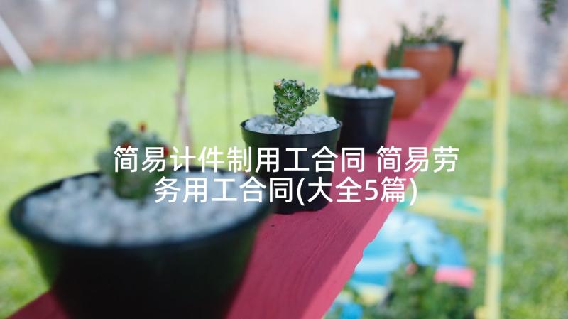 简易计件制用工合同 简易劳务用工合同(大全5篇)