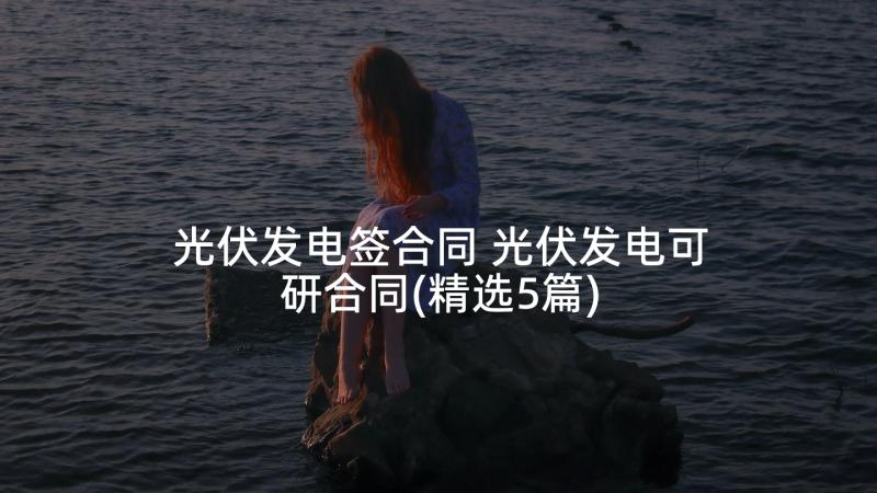 光伏发电签合同 光伏发电可研合同(精选5篇)