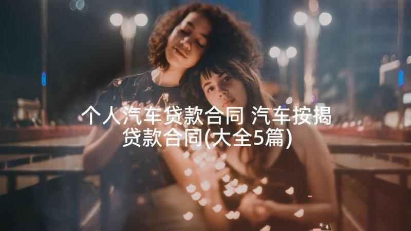 个人汽车贷款合同 汽车按揭贷款合同(大全5篇)