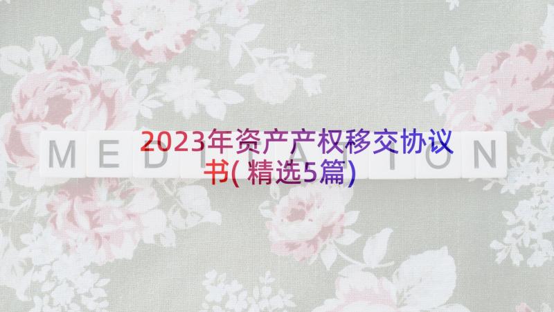 2023年资产产权移交协议书(精选5篇)