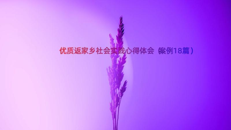 优质返家乡社会实践心得体会（案例18篇）