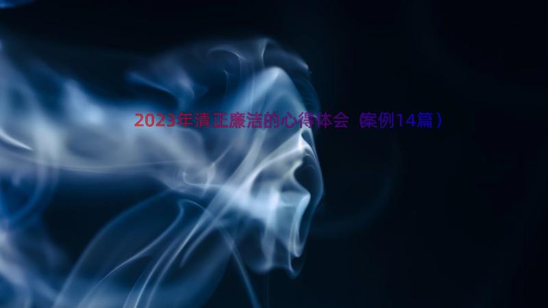 2023年清正廉洁的心得体会（案例14篇）