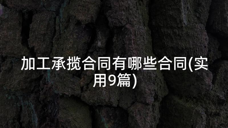 加工承揽合同有哪些合同(实用9篇)