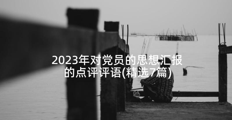 2023年对党员的思想汇报的点评评语(精选7篇)