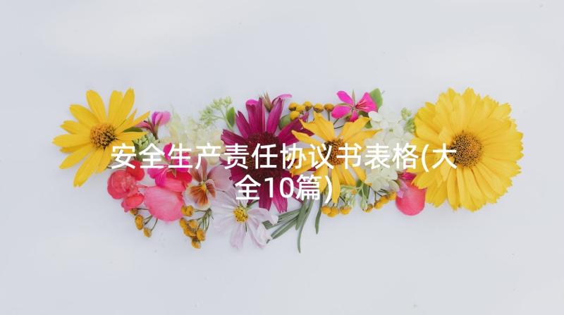 安全生产责任协议书表格(大全10篇)